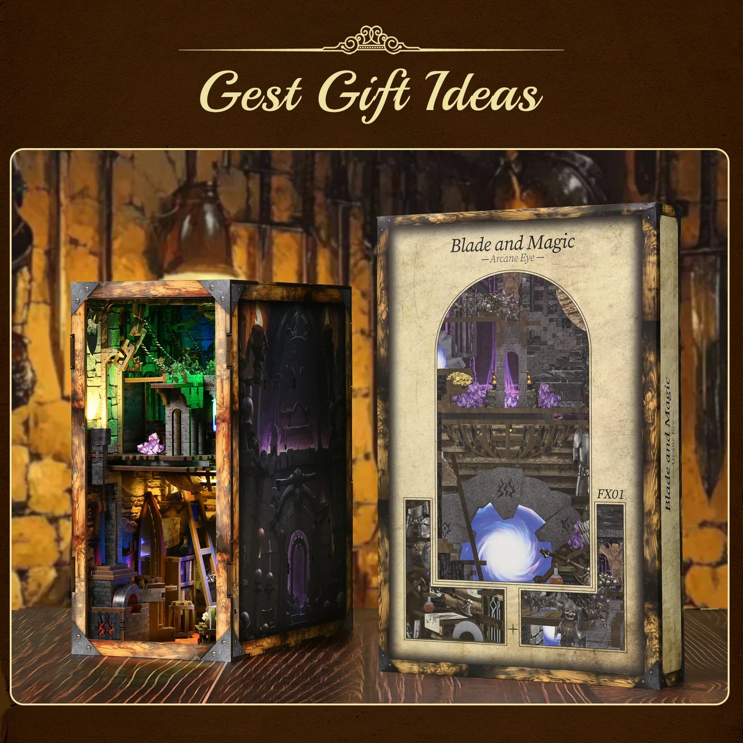 Minicity Wooden Book Nook Blade and Magic Diy Craft Kit Miniature House Kit Diy Book Nook Kit 3d Puzzles for Adults