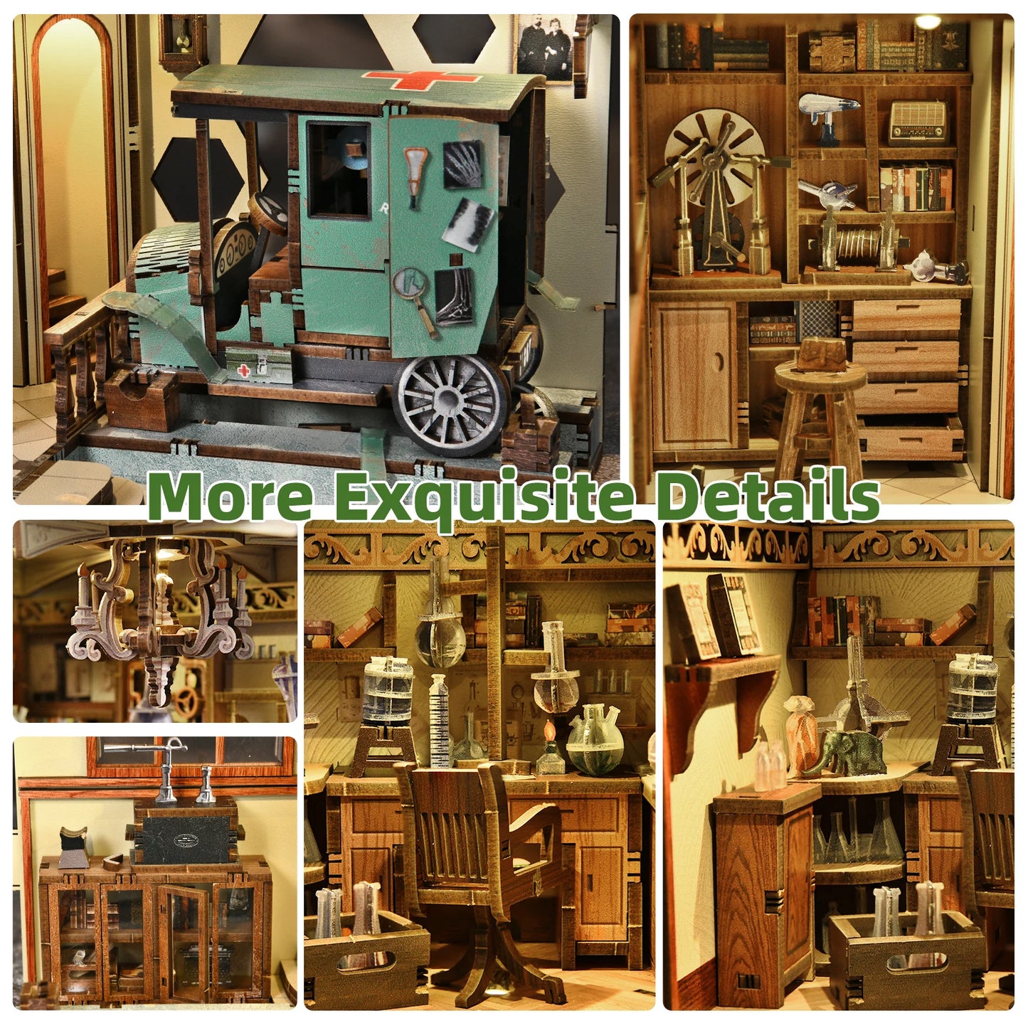 Minicity Book Nook Kit, DIY Scene Miniature House Kit Tiny House Mini Booknook Craft Bookshelf Decor