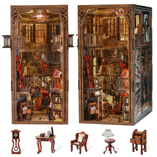 Minicity Book Nook Diy Craft Kit Miniature House Kit Diy Book Nook Kit 3d Wooden Puzzle-Abbey Library