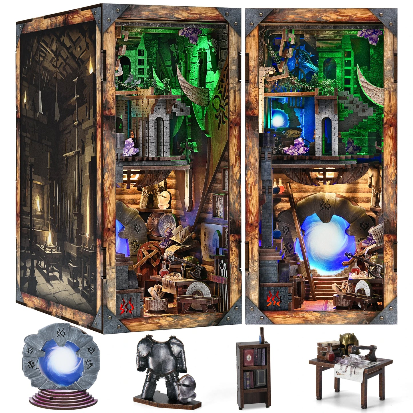 Minicity  Wooden Book Nook Blade and Magic Diy Craft Kit Miniature House Kit Diy Book Nook Kit 3d Puzzles for Adults