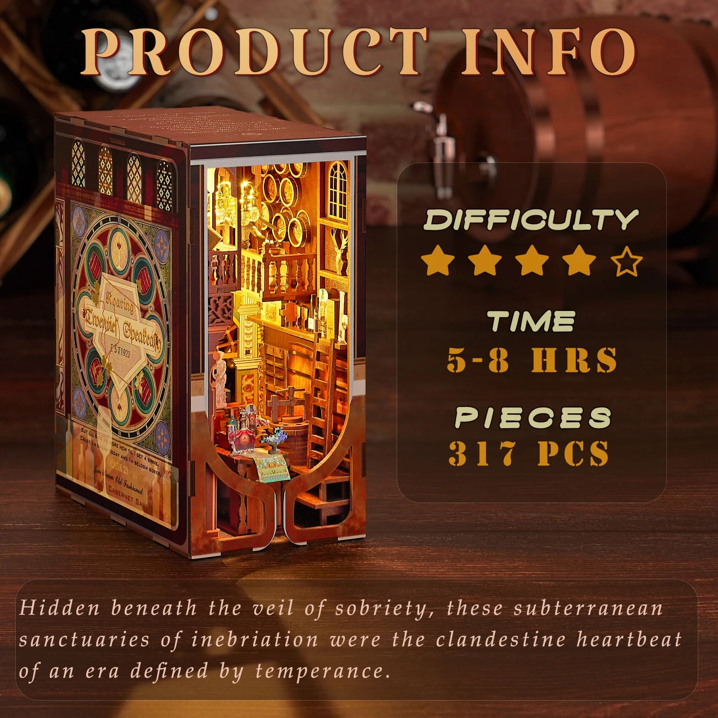 Minicity Miniature DIY Dollhouse with LED Night Light Use As Birthday Gifts Dollhouse-Roaring Twenties Speakeasy