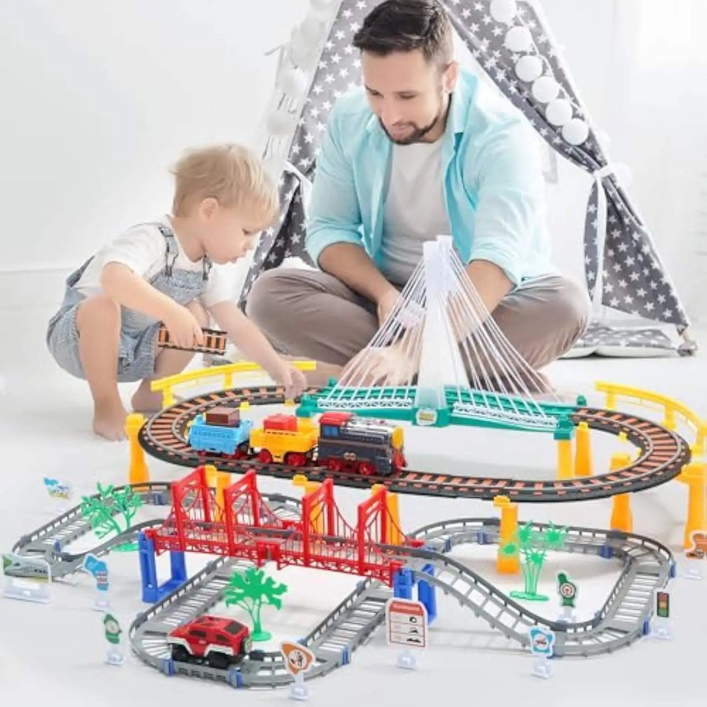 Children's Electric Track Car Engineering Versatile Assembly Educational Wholesale Toy Train Boy Car Set