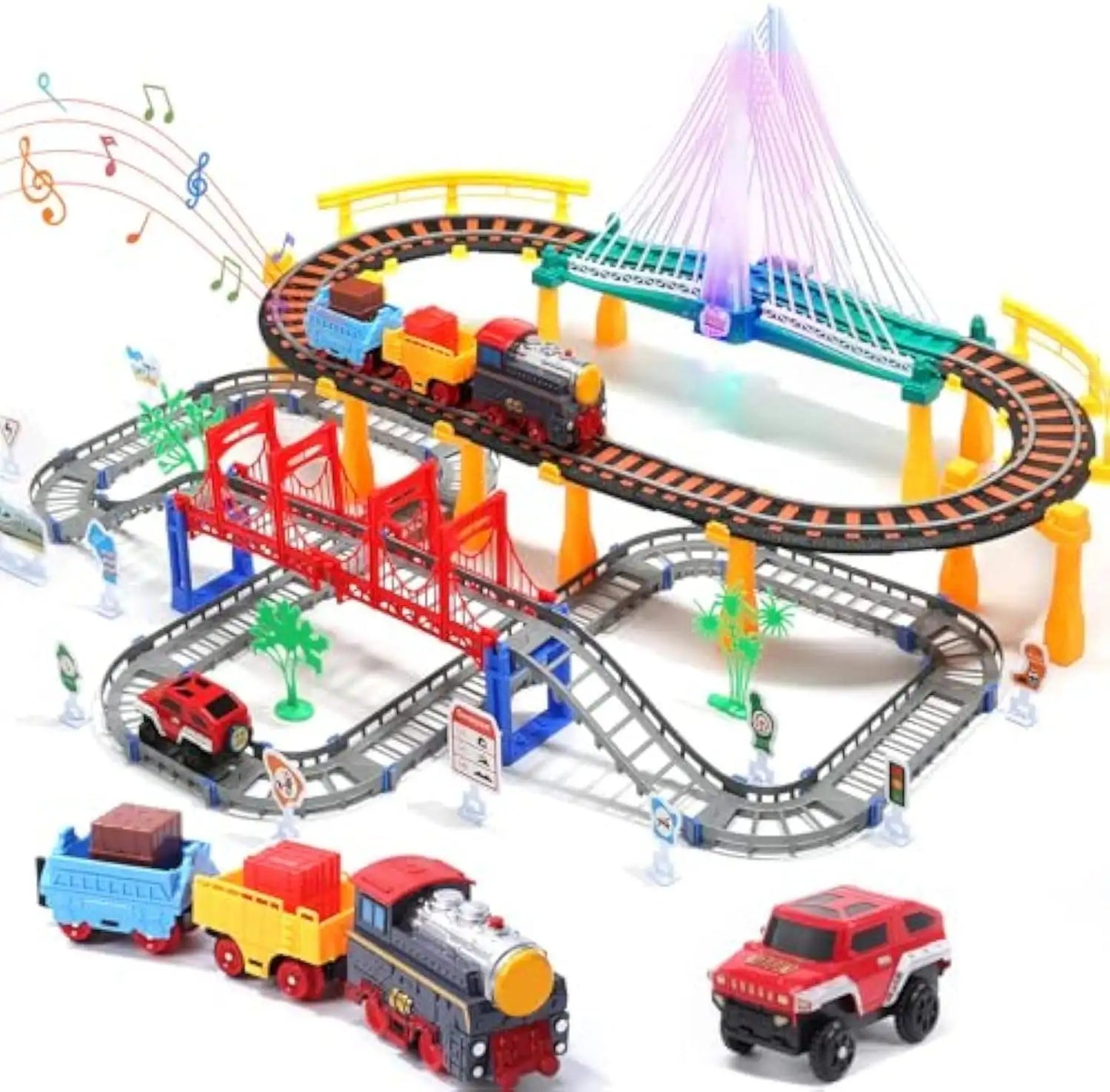 Children's Electric Track Car Engineering Versatile Assembly Educational Wholesale Toy Train Boy Car Set