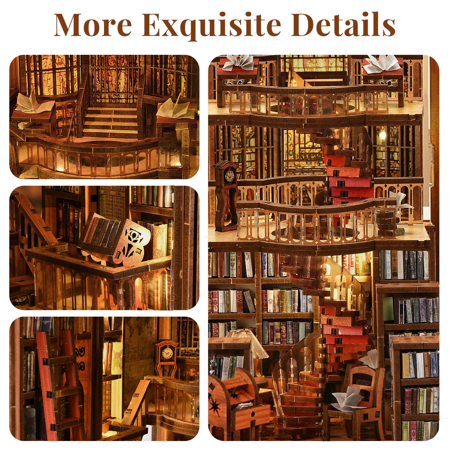 Minicity Book Nook Diy Craft Kit Miniature House Kit Diy Book Nook Kit 3d Wooden Puzzle-Abbey Library