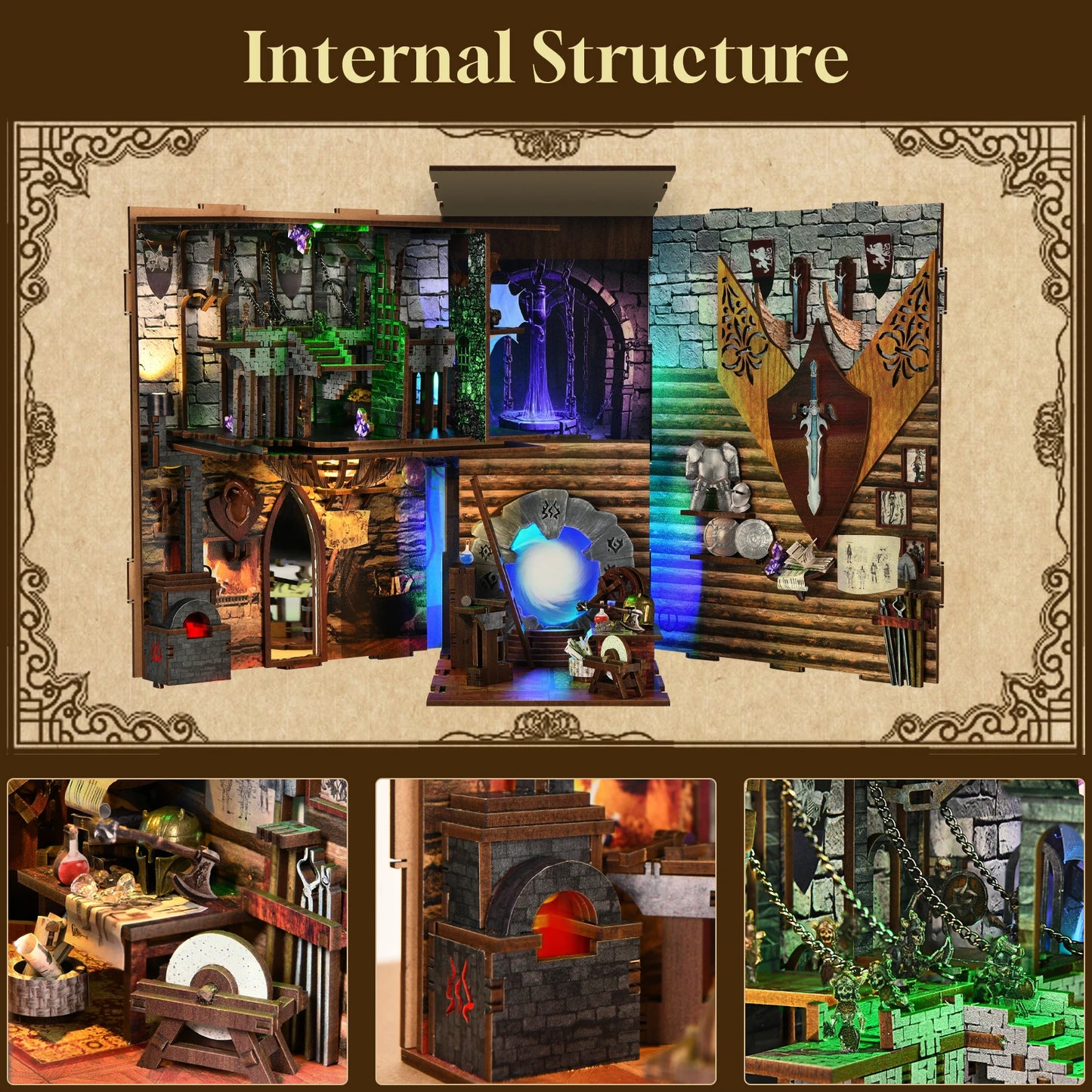 Minicity  Wooden Book Nook Blade and Magic Diy Craft Kit Miniature House Kit Diy Book Nook Kit 3d Puzzles for Adults