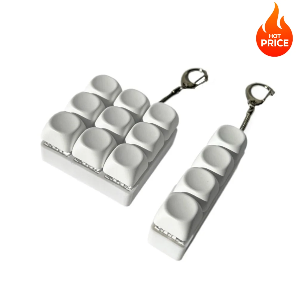 4/9Keys Button Keycap Fidget Keychain Finger Keyboard Caps Toy DIY Keyboard Clicker Toy for Adult To Relief Stress Pass The Time