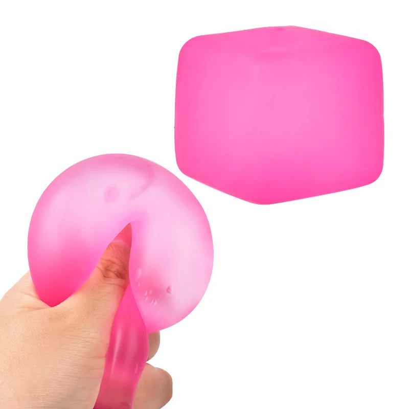 Frosted Ice Cube Shaped Fidget Toy Square Stress Relief Ball Squishy Squeeze Toys for Anxiety ADHD Stress Relief Gift for Adults
