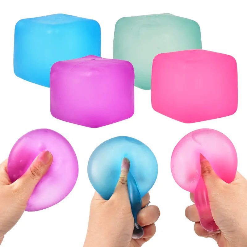 Frosted Ice Cube Shaped Fidget Toy Square Stress Relief Ball Squishy Squeeze Toys for Anxiety ADHD Stress Relief Gift for Adults