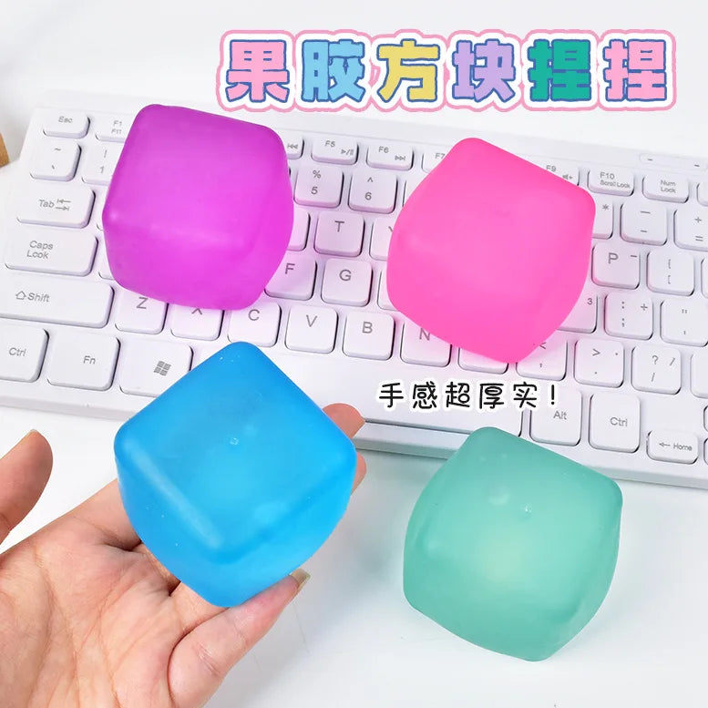 Frosted Ice Cube Shaped Fidget Toy Square Stress Relief Ball Squishy Squeeze Toys for Anxiety ADHD Stress Relief Gift for Adults