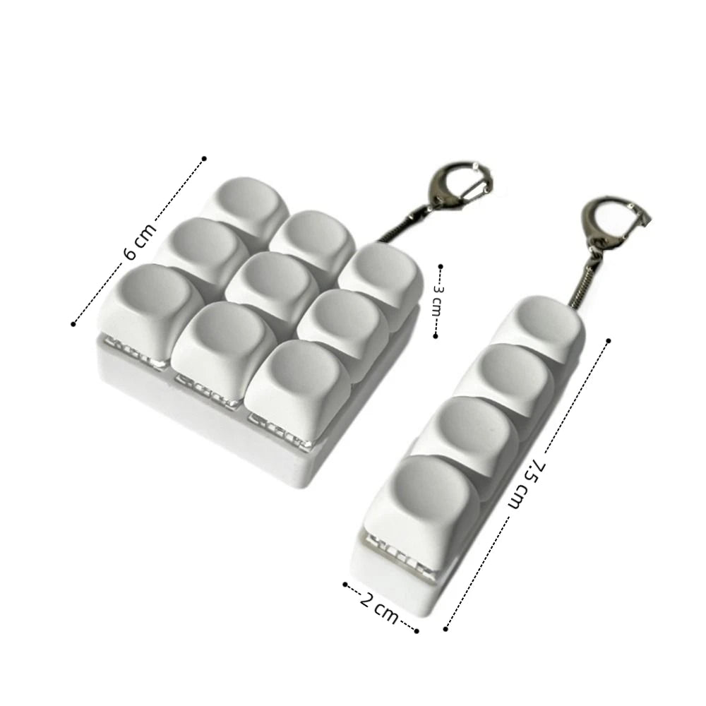 4/9Keys Button Keycap Fidget Keychain Finger Keyboard Caps Toy DIY Keyboard Clicker Toy for Adult To Relief Stress Pass The Time